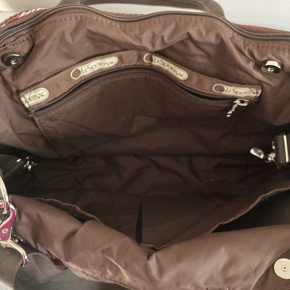 LeSportsac Liz Baby Diaper Bag Tote Large Pockets Rust Brown Utility Carry All - Picture 7 of 9